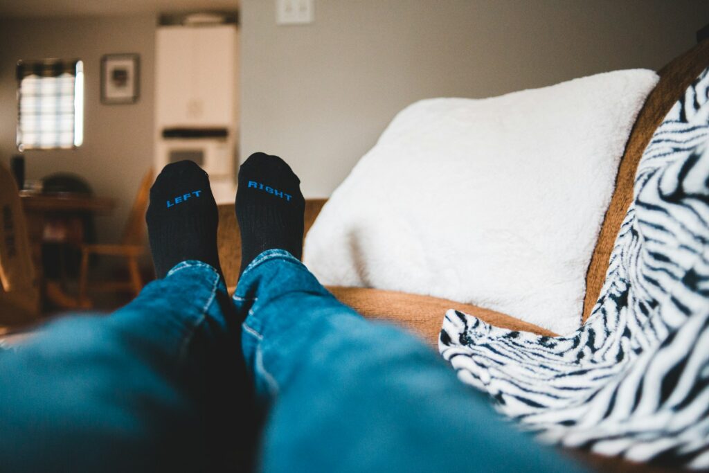 Jambes au repos apres le sport