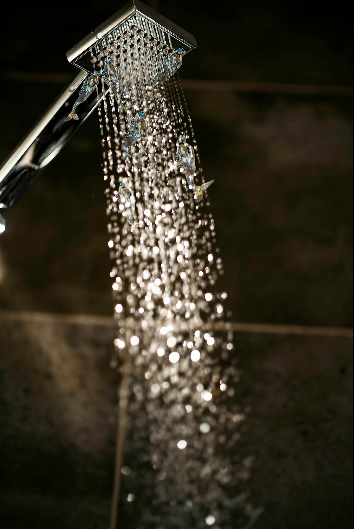 Pomme de douche laissant couler de l'eau froide